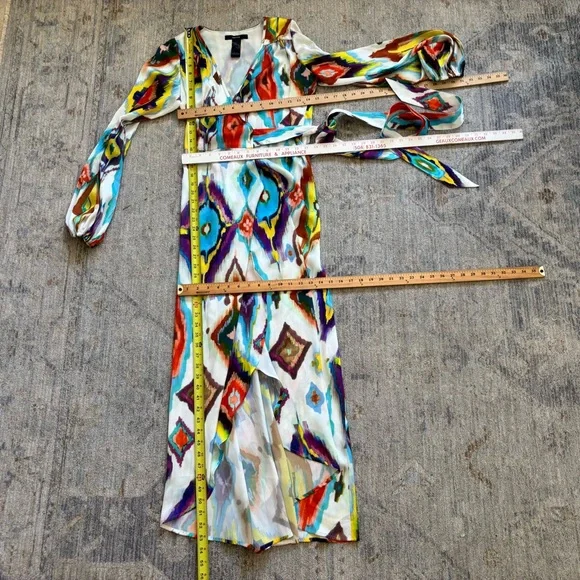 SMYTHE Abstract Print Hostess Dress In Ikat Multi - Picture 3 of 6